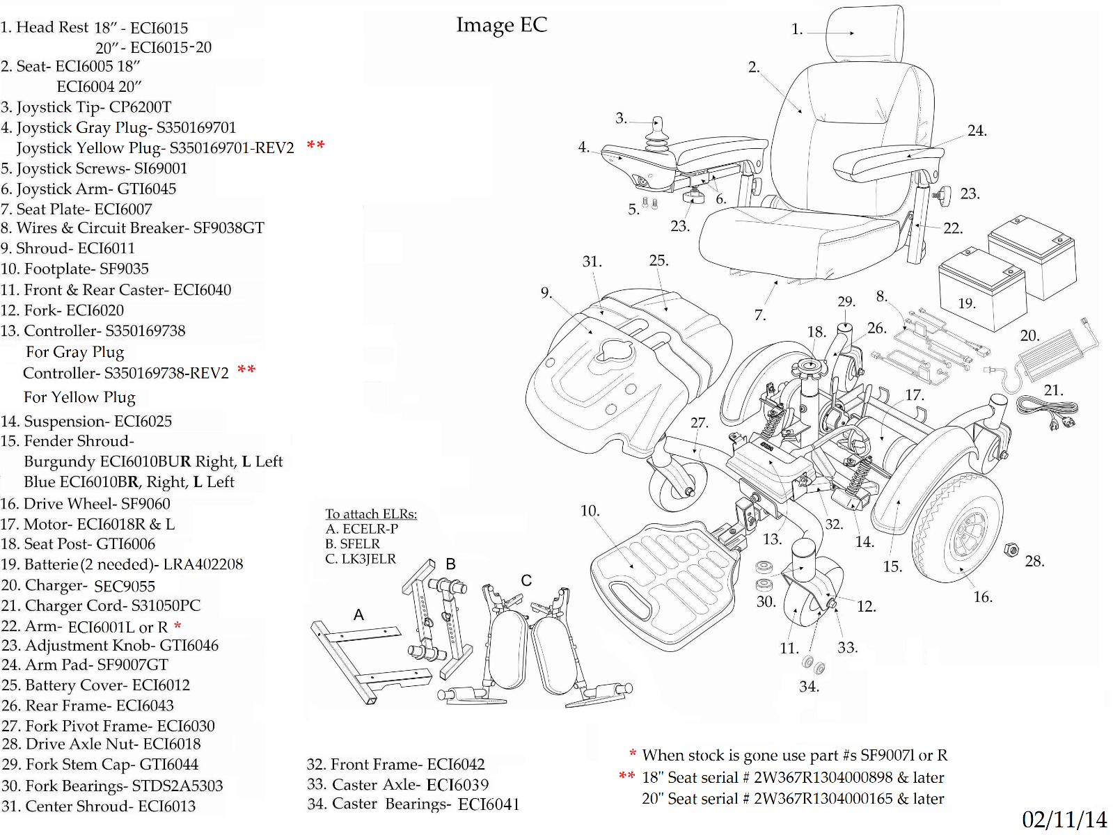 Replacement Parts for Image EC Mid Wheel Drive Power Wheelchair